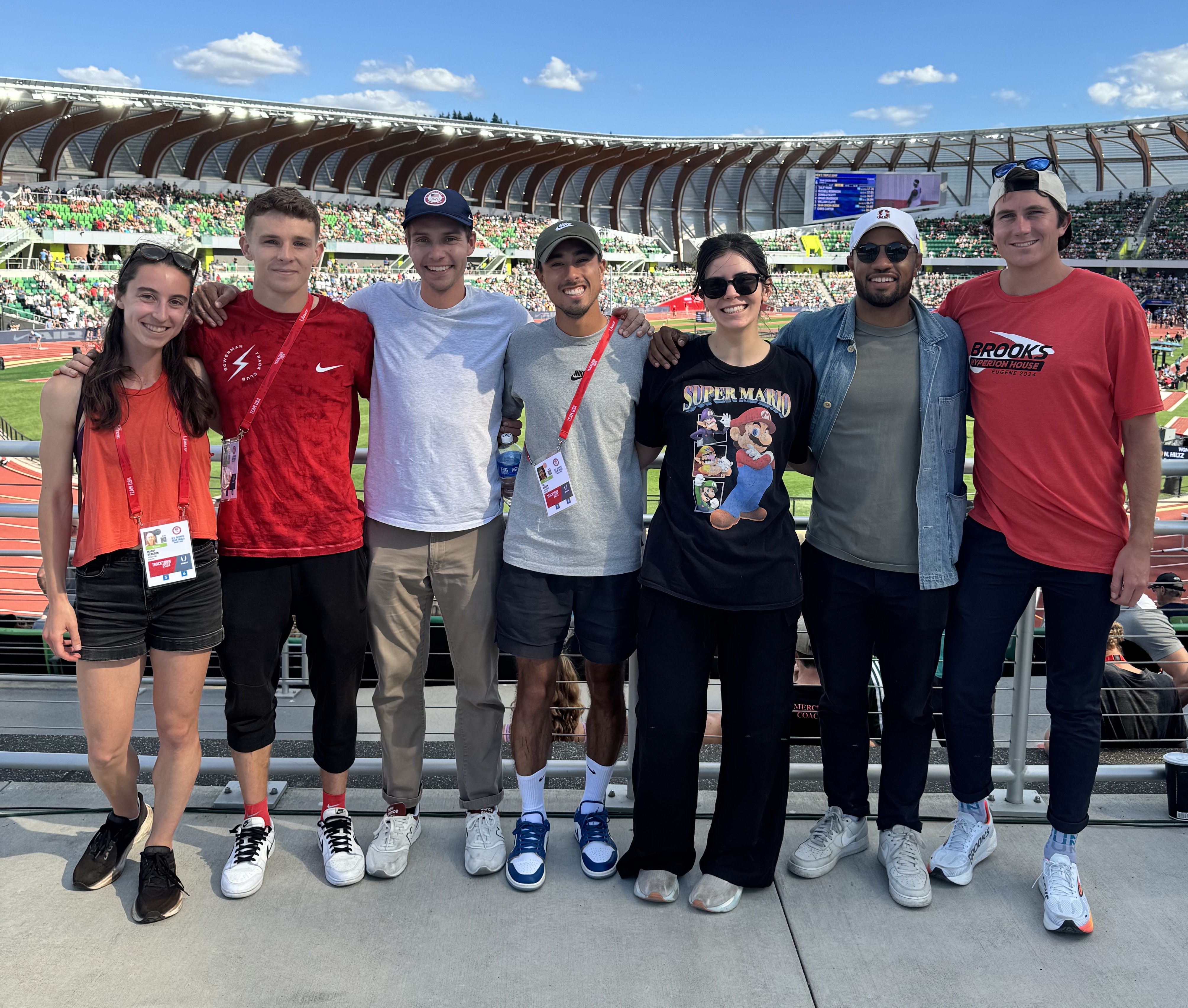 With former Stanford teammates watching other former
                        Stanford teammates qualify for the Olympics